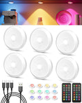 Rechargeable Color Changing Puck Lights with Remote - Long Life USB-C