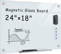 Magnetic Glass Whiteboard 24x18 - Frameless Wall Mounted Dry Erase