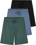 Mens Cotton Ultra-Soft Knit Sleep Pajama Shorts 3-Pack - Comfortable