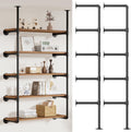 Industrial Iron Pipe Shelving Wall-Mount 5-Tier DIY Open Bookshelf