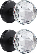 2 Pack Crystal Glass Dummy Door Knobs - Matte Black Decorative Set