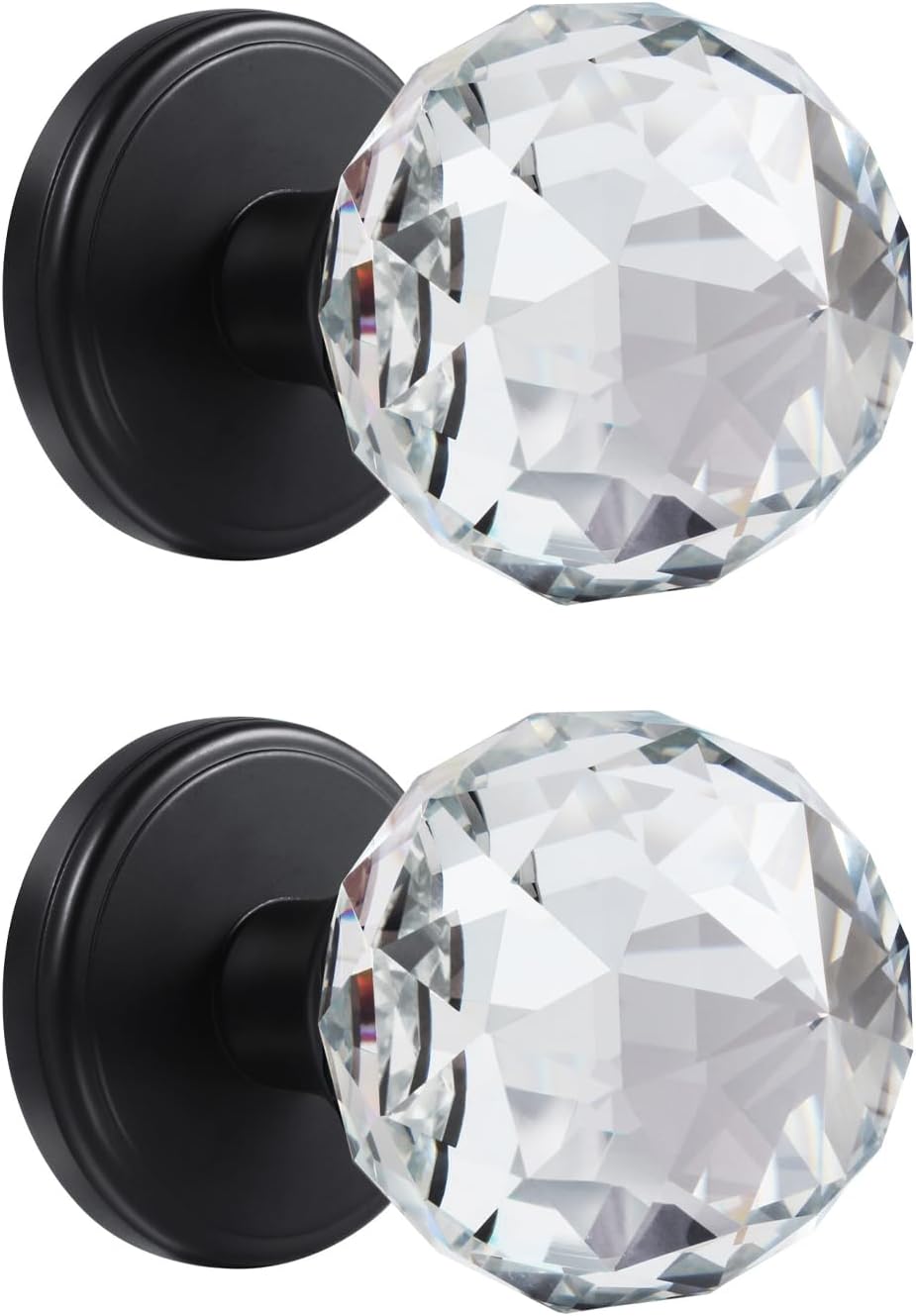 2 Pack Crystal Glass Dummy Door Knobs for Stylish Interiors