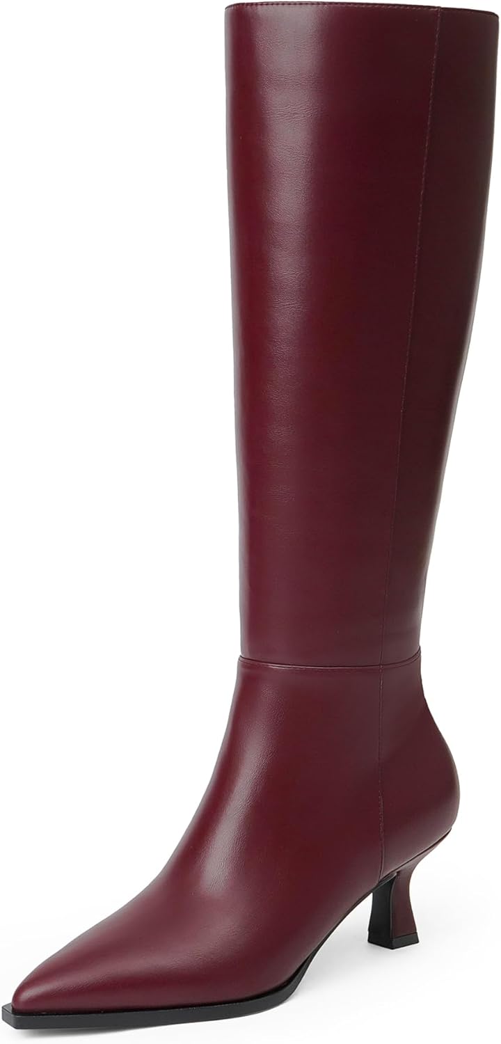 Knee High Boots with Kitten Heel and Pointed Toe for Women