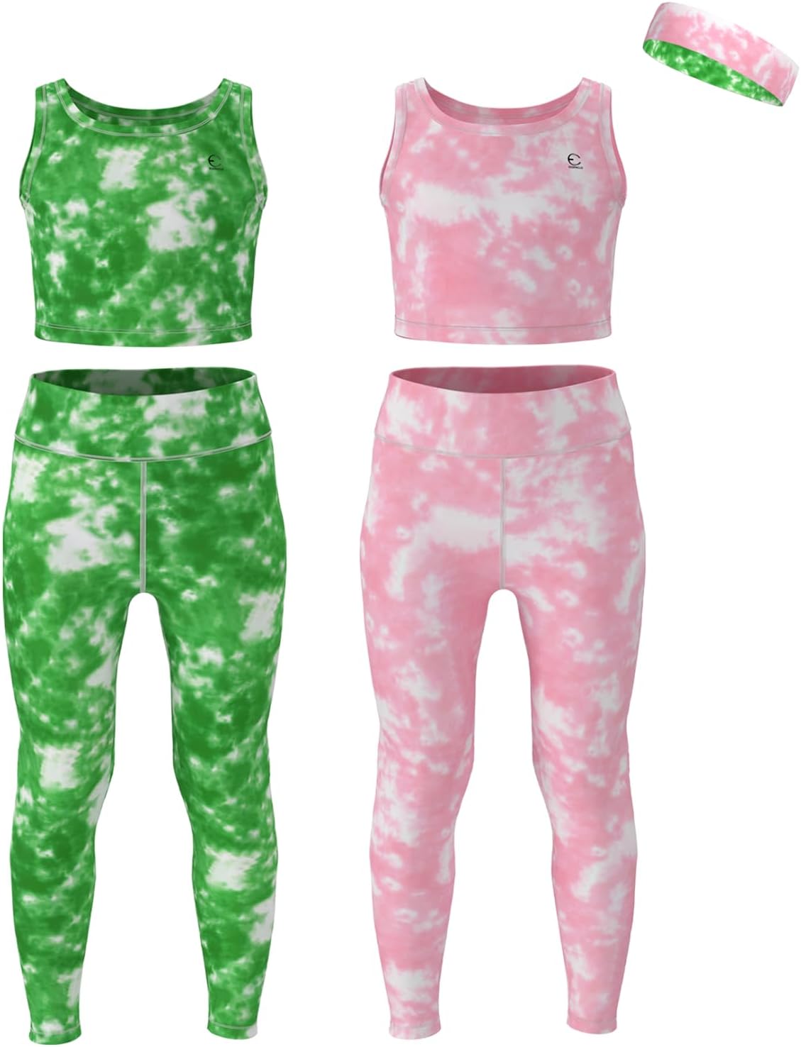 Girls Athletic Leggings and Crop Tank Tops Set for Active Kids