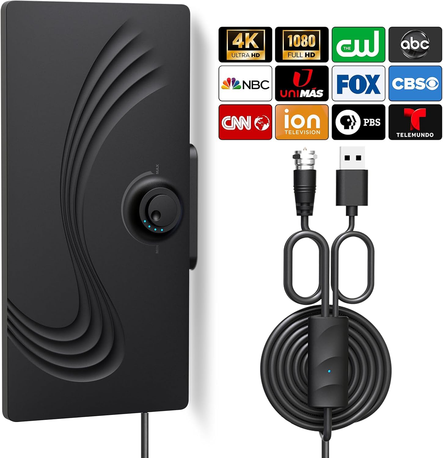600+ Mile Range Smart Indoor TV Antenna