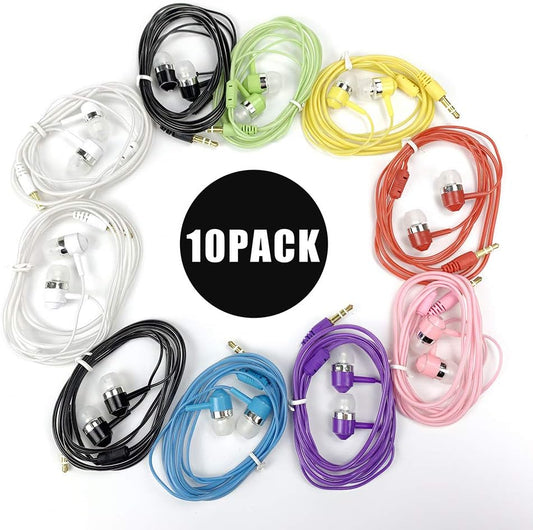 10-Pack Wired Earbuds - Colorful Mix for Every Device! 
