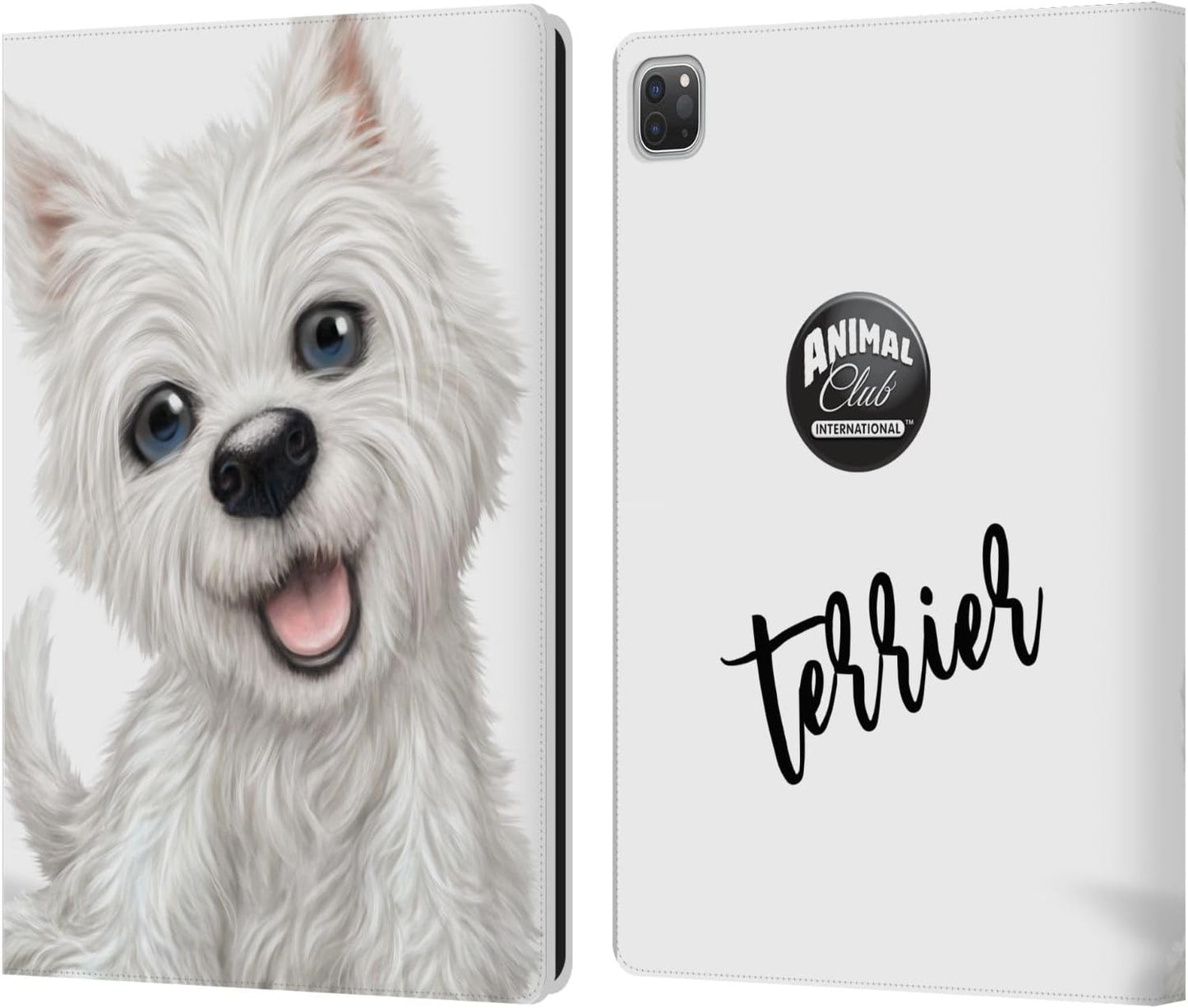 Animal Club International Terrier Faces Leather Wallet Case for iPad