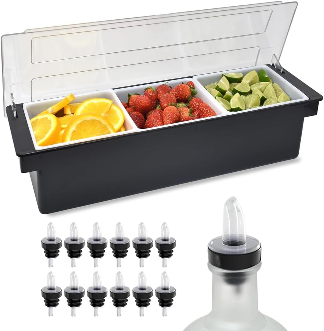Esatto Professional Bar Condiment Holder with 3-1 Quart Inserts