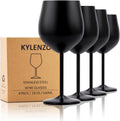 Black Wine Glasses Set of 4 18oz Stainless Steel Unbreakable Goblets