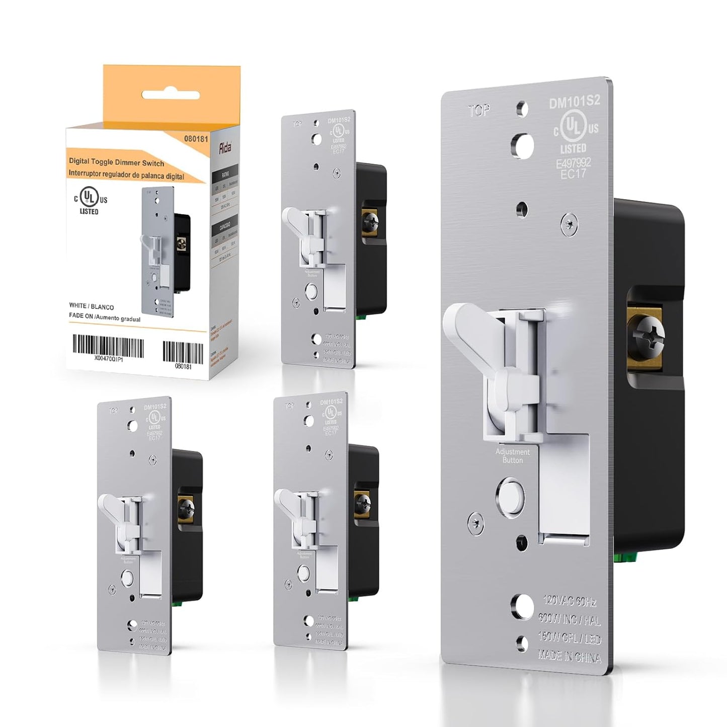 AIDA Toggle Slide Dimmer Switch for Dimmable LED and CFL Lights