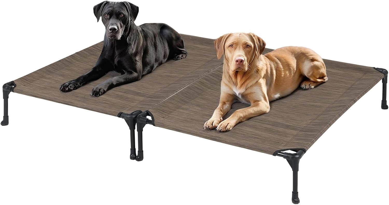 Veehoo 2 Pack Raised Dog Bed for Large Dogs - Brown