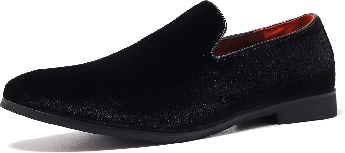 FLQL Men's Luxury Penny Loafer Slip-On Velvet Shoes for Parties