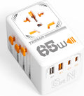 Universal Travel Adapter with 65W GaN USB C Charging - 5-in-1