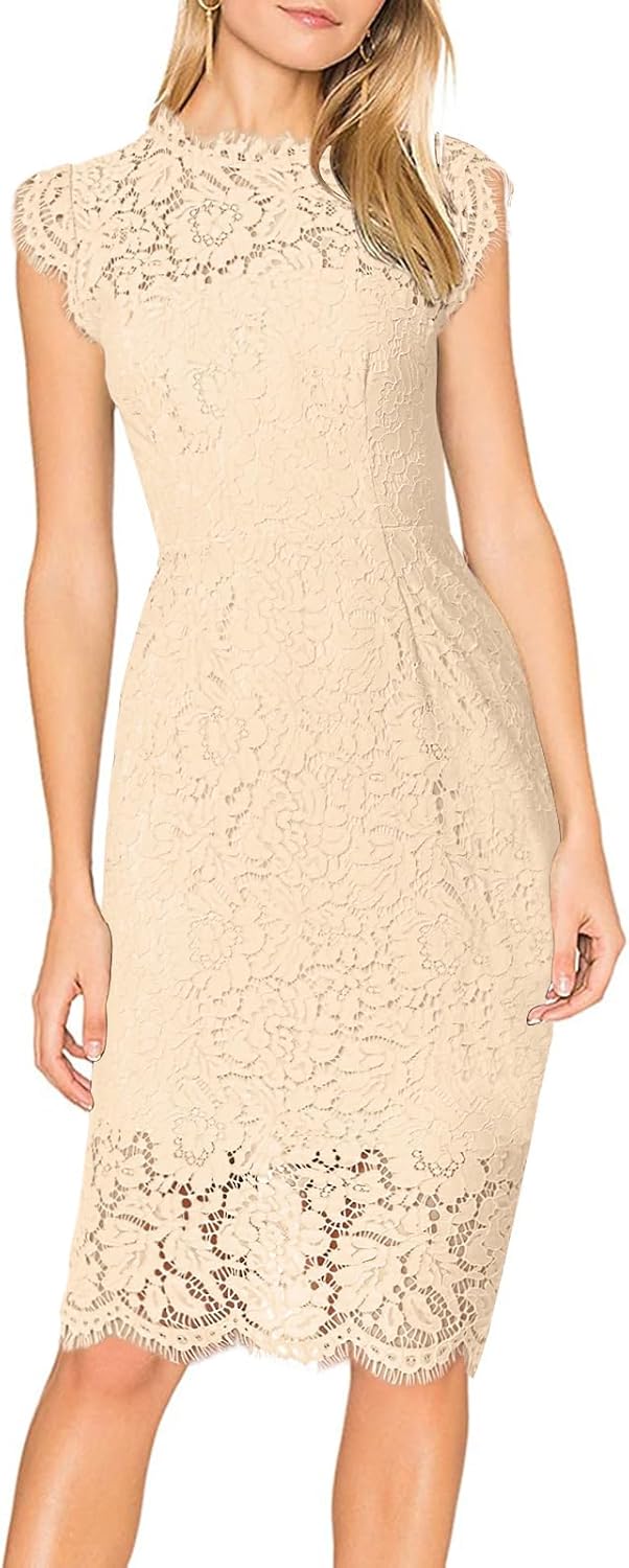 Elegant Cocktail Dress with Lace Floral Design for Women