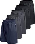 5 Pack Athletic Basketball Mens Shorts with Zipper Pockets Jewelry