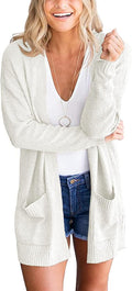 Womens Waffle Knit Long Sleeve Cardigan with Pockets - Cozy Duster