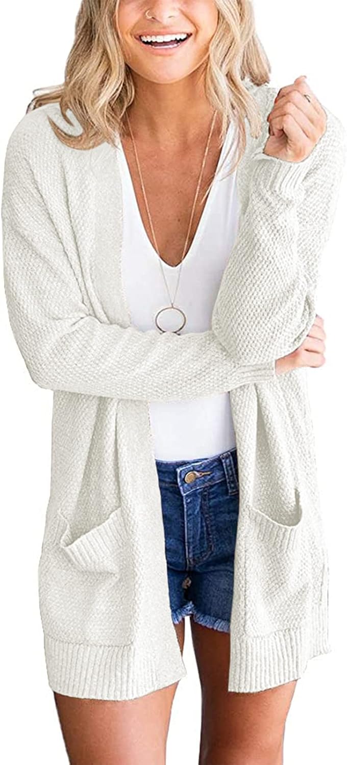 Cozy Women's Long Sleeve Cardigan Sweater with Pockets