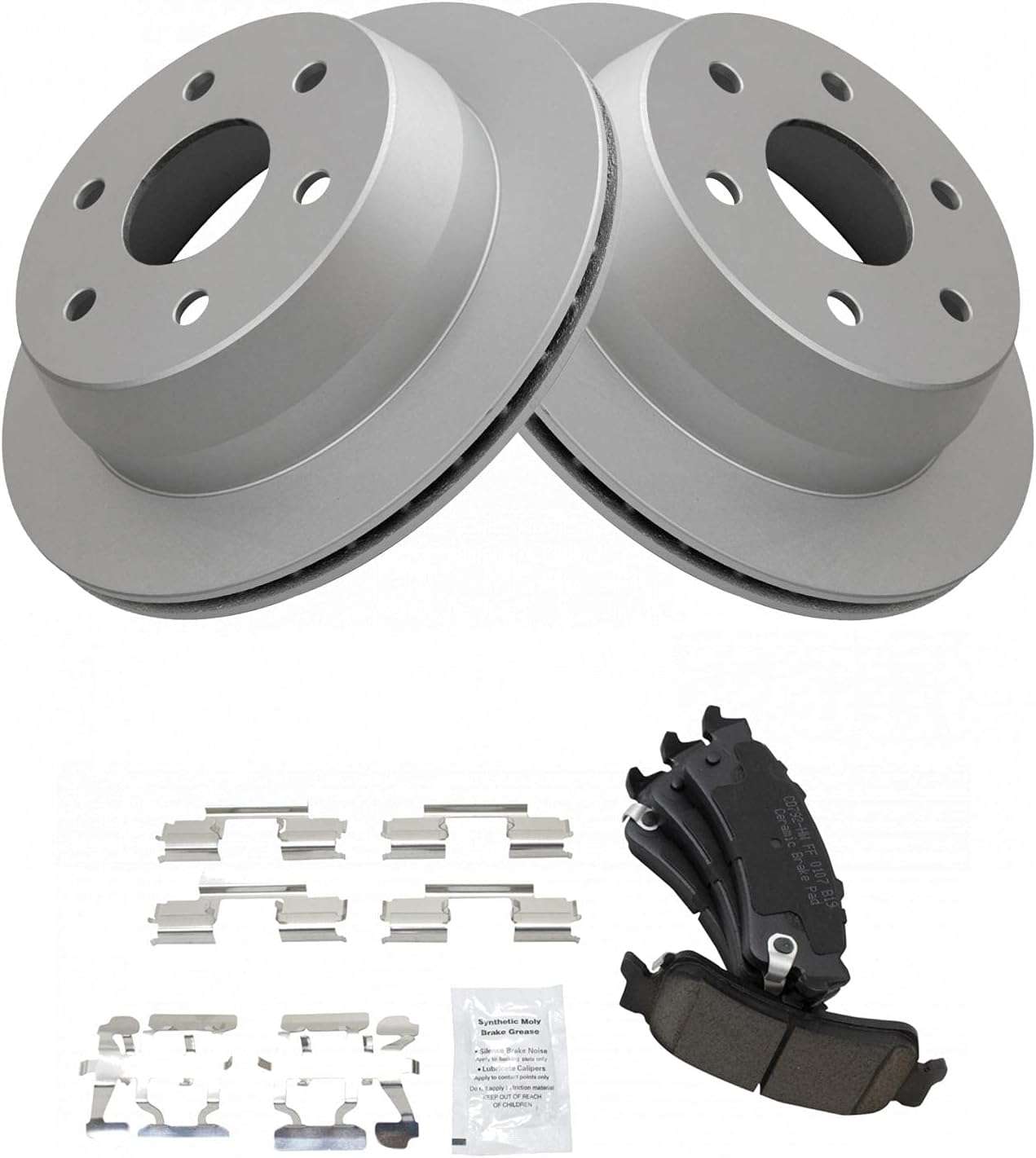 TRQ Rear Ceramic Brake Pads & G-Coated Rotor Kit for GM Trucks