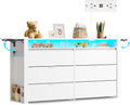 WLIVE 78 Inch Dresser for Bedroom with LED and Storage
