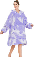 THREE POODLE Wearable Blanket Hoodie for Women - Cozy Purple Tie-dye