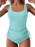 Tummy Control Tankini Swimsuit - Ruched Two Piece for Slimming