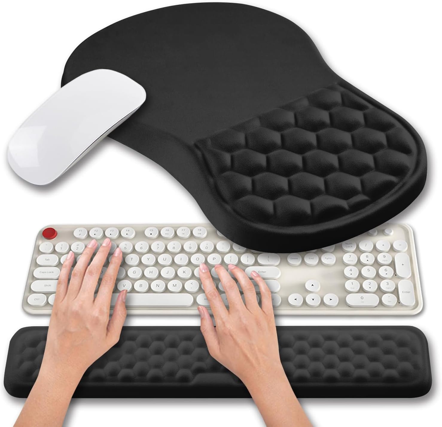 Hokafenle 2 in 1 Ergonomic Mouse Pad with Wrist Support Set