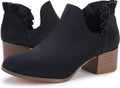 Fashare Womens Fall Cutout Booties Ankle Heels - Stylish Low Stacked