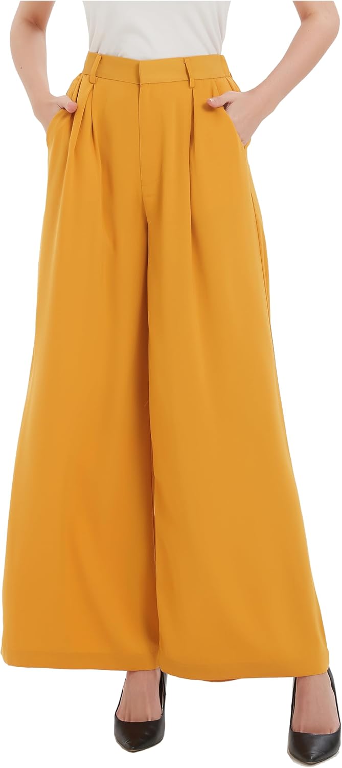 Tronjori Women High Waist Casual Wide Leg Palazzo Pants Review