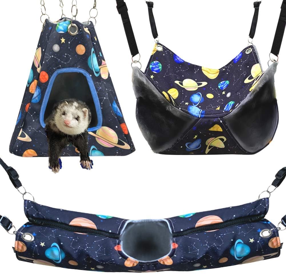 Ferret Rat Hammock Tent Set for Small Pets - Galaxy Black