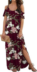 GRECERELLE Women's Summer Cold Shoulder Casual Maxi Dress