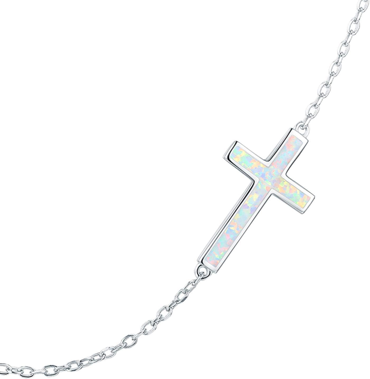 Faith Cross Necklace for Women in 925 Sterling Silver with Birthstone