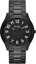 BUREI Men's Waterproof Analog Quartz Watch with Stainless Steel Design