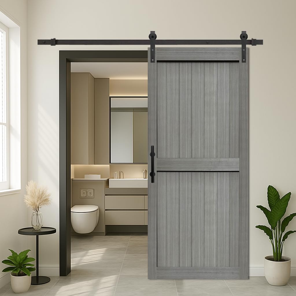 36in x 84in MDF Elephant Gray Barn Door with Sliding Hardware