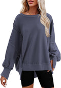 Nirovien Women's Casual Oversized Crewneck Sweatshirt with Slits