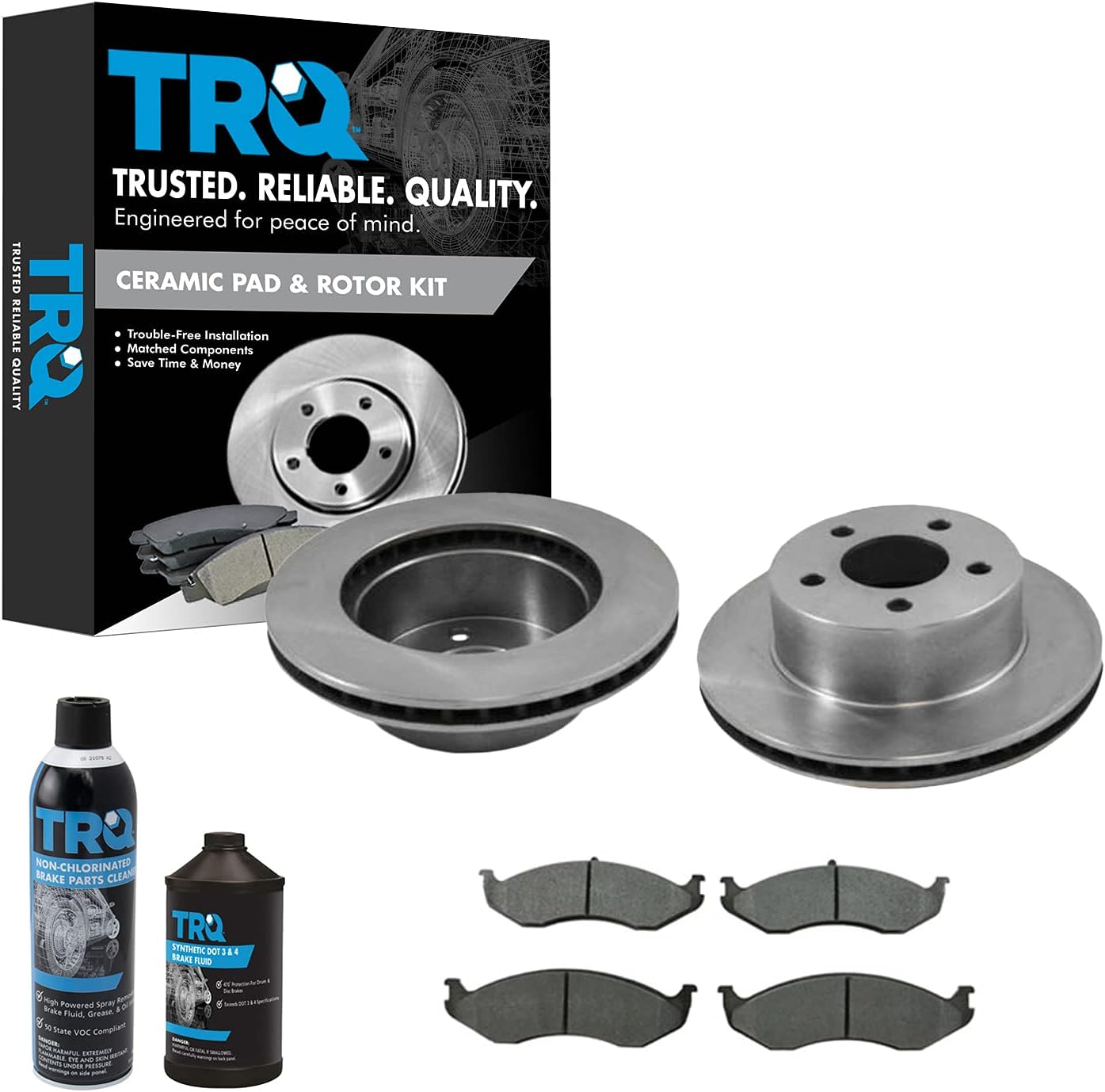 TRQ Front Brake Pad & Rotor Kit for Jeep Cherokee & Wrangler
