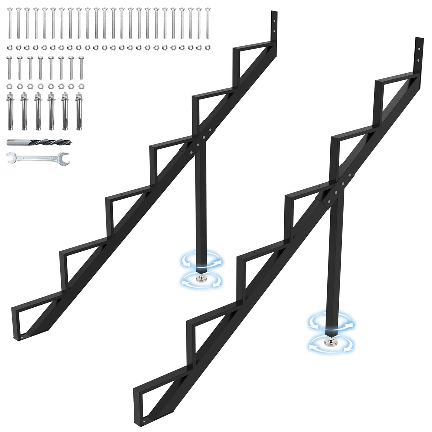 Steel Stair Step Riser 6-Step Heavy Duty Metal Stringer Set