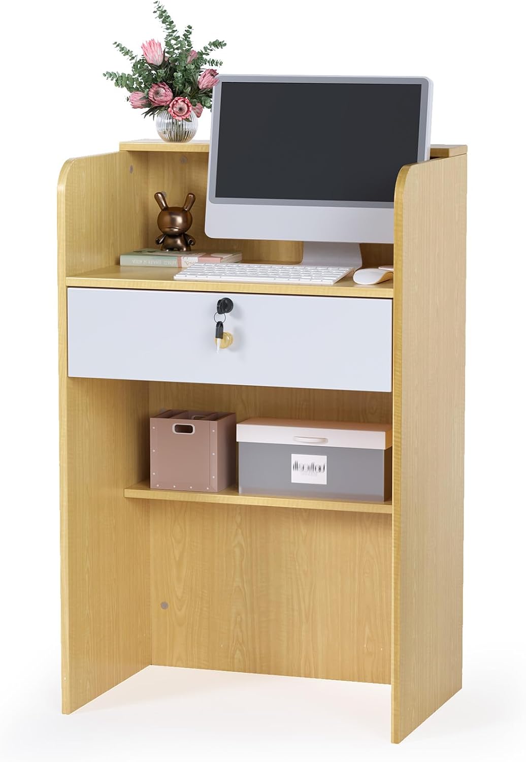 OmySalon Reception Desk with Lockable Drawer for Modern Spaces