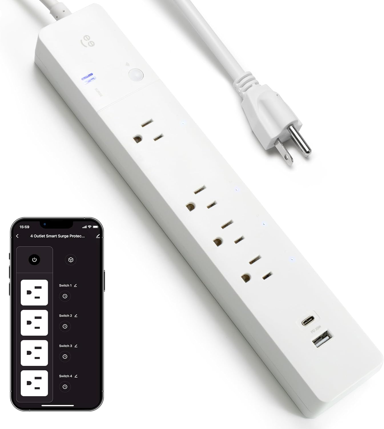 Geeni Multi Outlet Plug with Smart Control and USB Ports