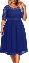 Pinup Fashion Plus Size Lace Chiffon Midi Dress - Flattering Wedding