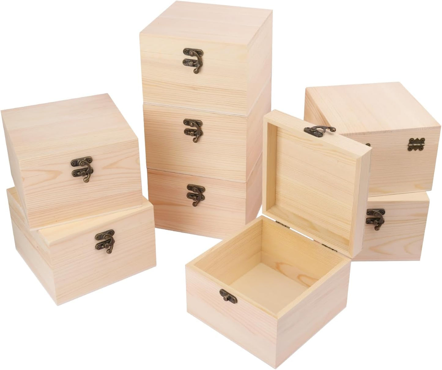 GNIEMCKIN Wooden Craft Boxes for DIY Projects and Jewelry Storage