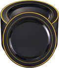 Elegant Black & Gold Disposable Dinner Plates - 100 ct - Perfect for Events!