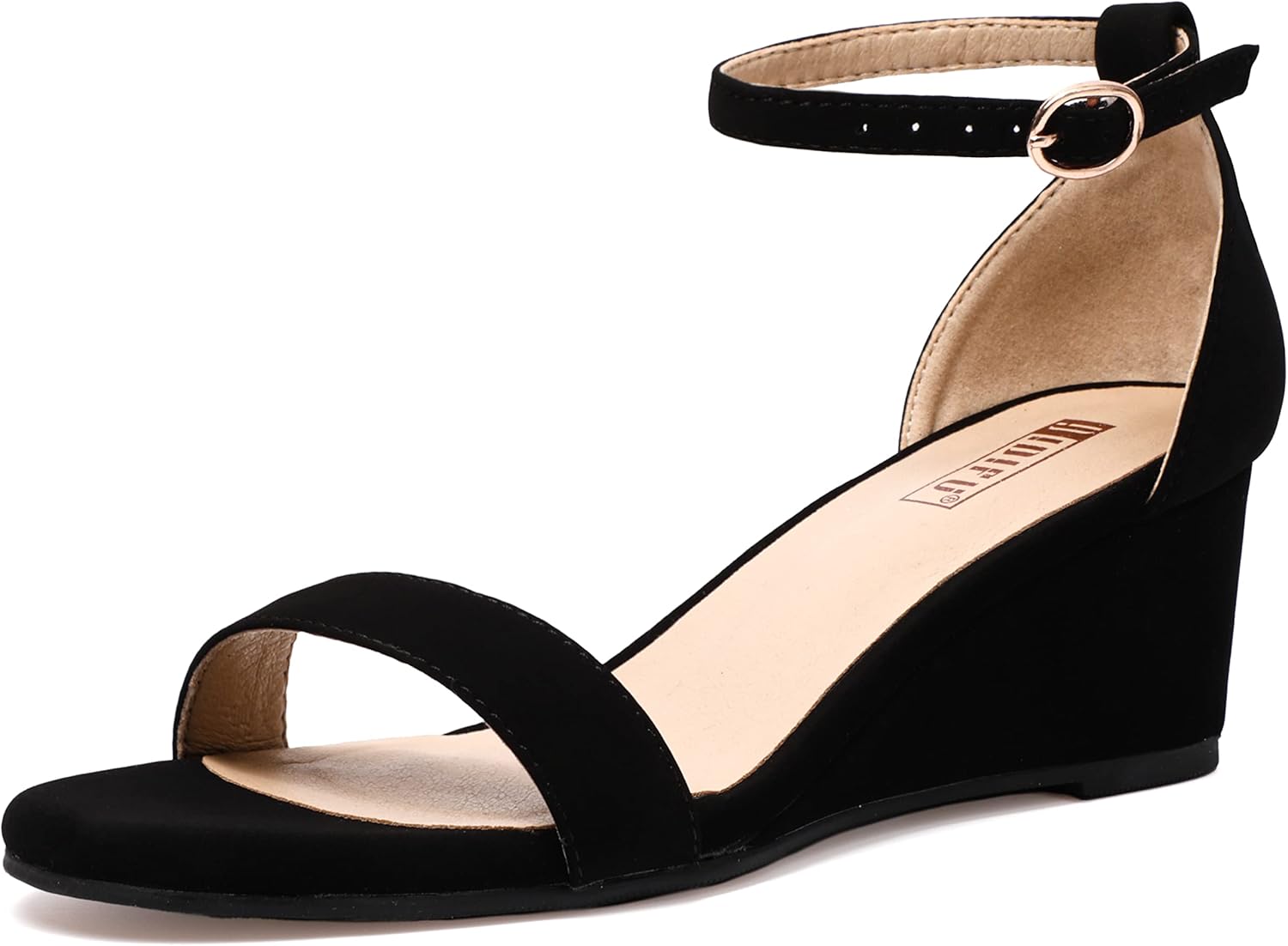 IDIFU Wedge Sandals Heels for Women Open Toe Ankle Strap