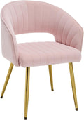 Modern Velvet Vanity Chair Light Pink - Comfy Hollow Back Desk Chair