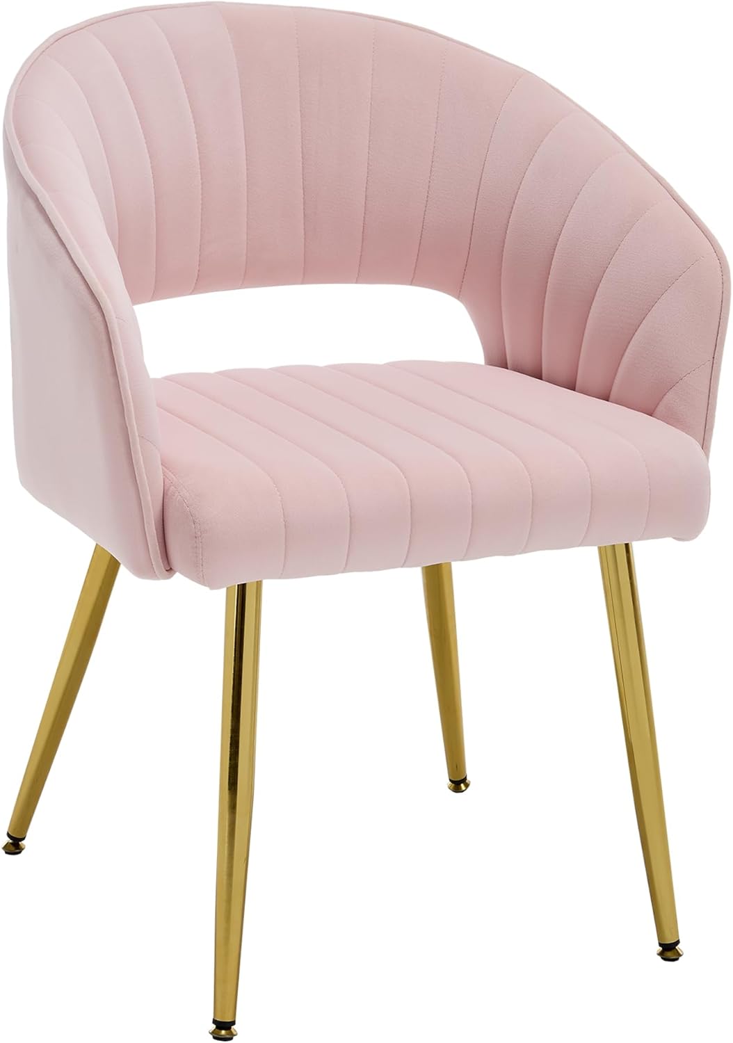 Modern Velvet Vanity Chair with Hollow Back and Gold Legs