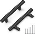 Probrico 3 inch Hole Centers Flat Black T Bar Cabinet Pulls - 50 Pack