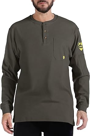 PTAHDUS Flame Resistant Long Sleeve Shirts for Men Workwear