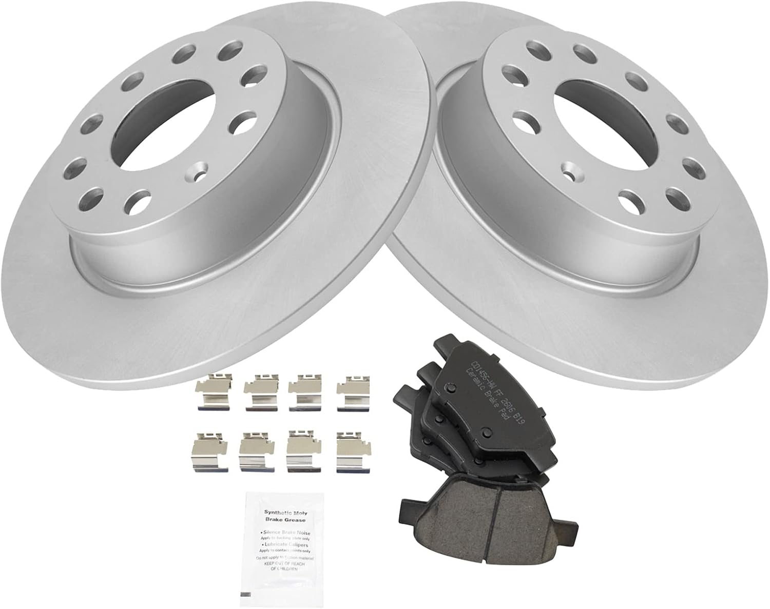 TRQ Rear Ceramic Brake Pad & Coated Rotor Kit for VW Vehicles