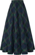 Scarlet Darkness Long Plaid Skirt High Waist A Line Pleated Maxi