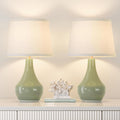 Modern Green Table Lamps Set of 2 for Night Stands and Bedrooms
