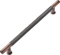 12 in Cabinet Pulls Brushed Antique Copper - Solid Knurled Handle